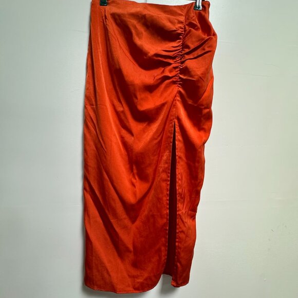 LuLumari Side Slit Skirt Small Burnt Orange RushedSide - Picture 5 of 11